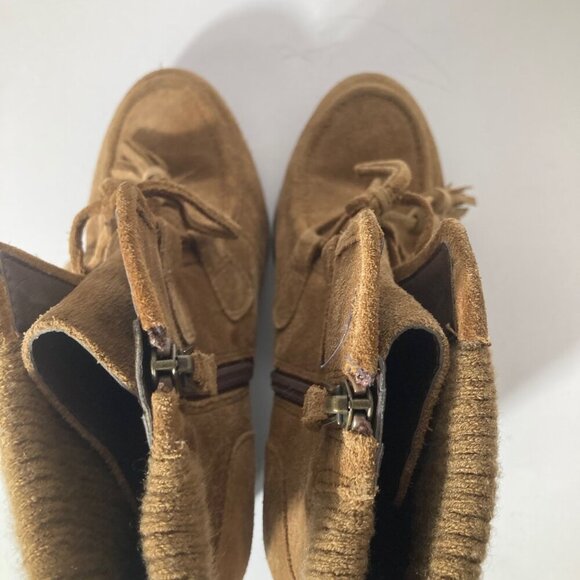 Womens Franco Sarto Suede Wedge Zip Westerly Bootie Brown 6.5 - Picture 6 of 9